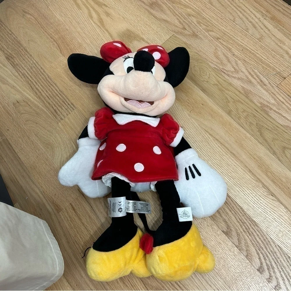 Disney Minnie Mouse Plush Red Black Stuffed Animal Large World Land Cruise